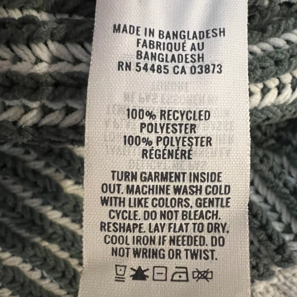 Aerie Beyond Chenille Oversized Sweater Green and Cream Striped Pattern- Size S - Picture 5 of 6